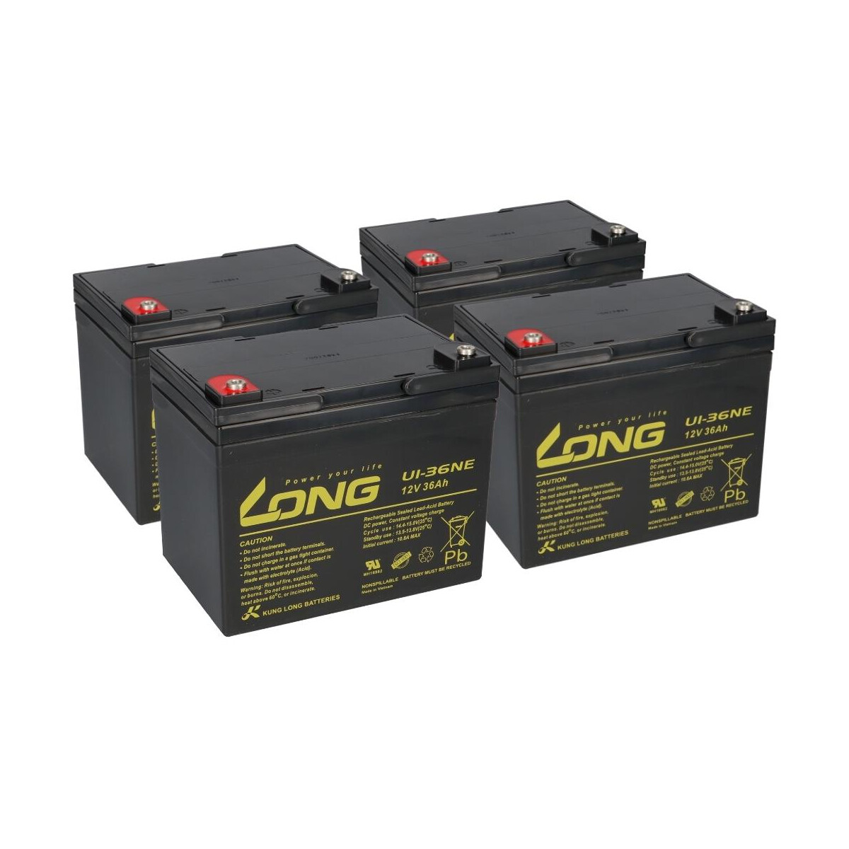 4x Kung Long U1-36NE AGM-Akkus 12V 36Ah (48V) – für Proflex DS800