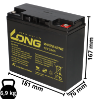 2x Kung Long WP22-12NE AGM-Akkus 12V 22Ah (24V) – f&uu