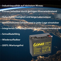 2x Kung Long WP22-12NE AGM-Akkus 12V 22Ah (24V) – f&uu