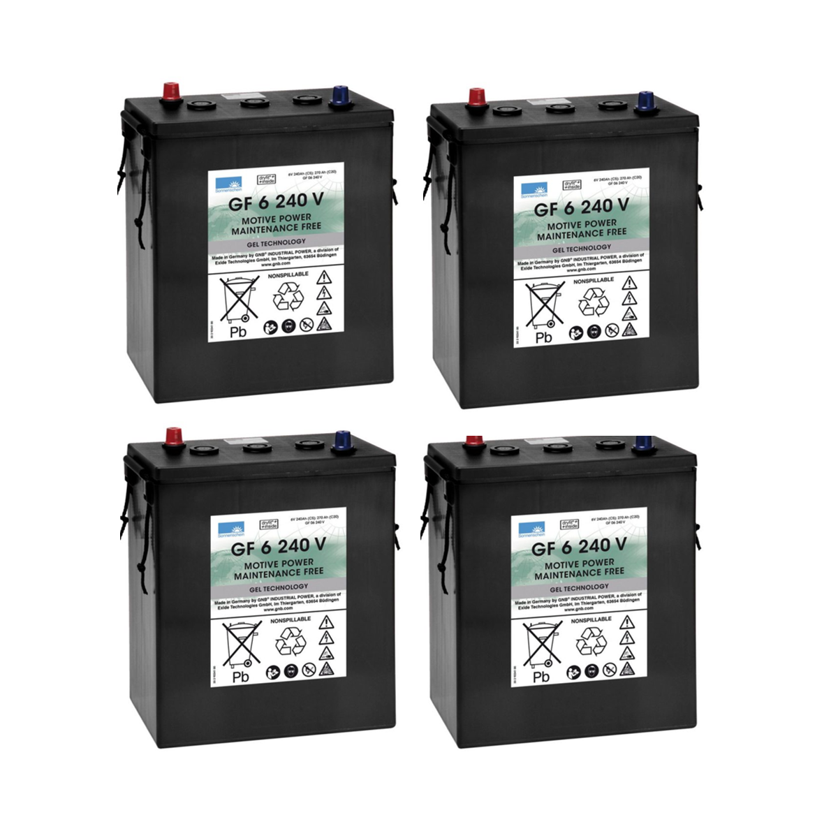 Ersatzakku Set 4x 6V (24V) 240Ah für Columbus Reinigungsmaschine ARA 85 BM 120 Gel Akku
