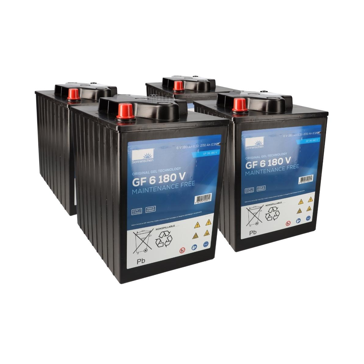 Ersatzakku Set 4x 6V (24V) 180Ah für Columbus Reinigungsmaschine AKS 70 BM 62 Gel Akku