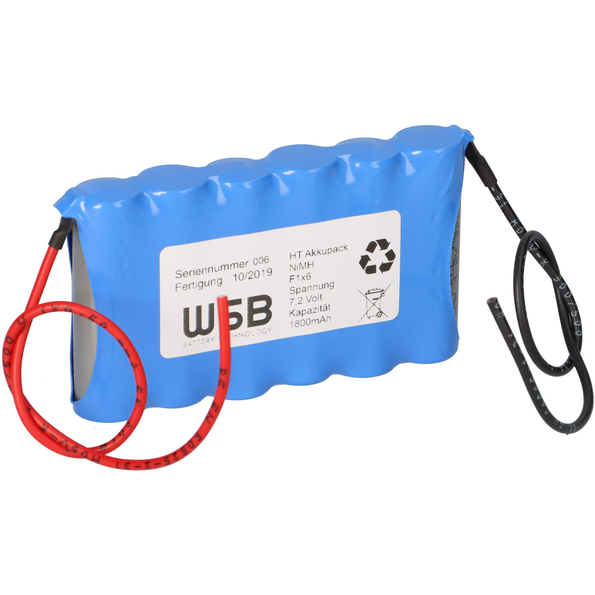 Notleuchten-Akku 7,2V 2100mAh NiMH 4/5A F1x6 – 20cm Kabel – Beghelli 415260000
