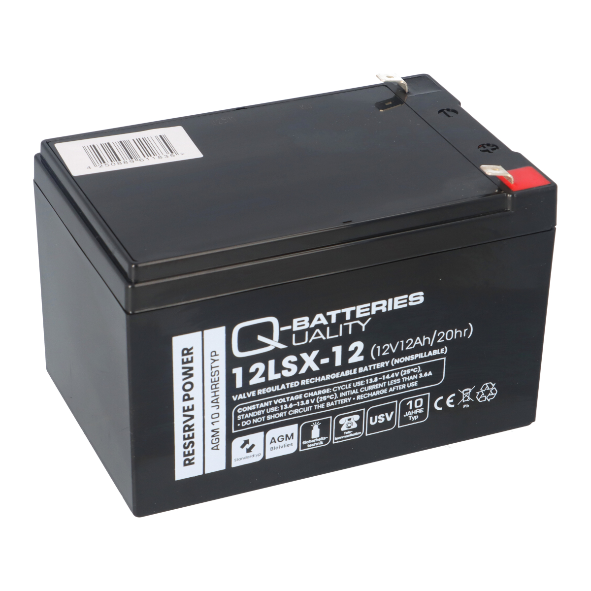 Q-Batteries 12LSX-12 12V 12,2 Ah Blei-Vlies-Akku AGM 10 Jahre