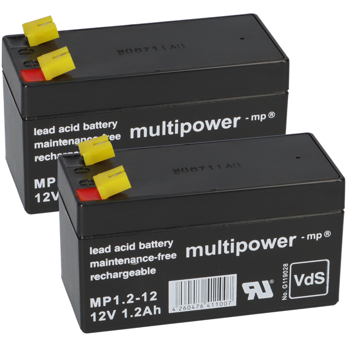 PB Akku 2x Multipower MP1,2-12 - 12V 1,2Ah