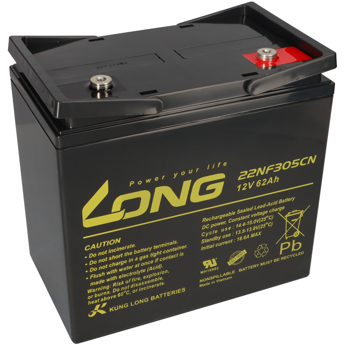 Kung Long Akku 12V 62Ah Pb Batterie Bleigel WP-22NF305CN zyklenfest