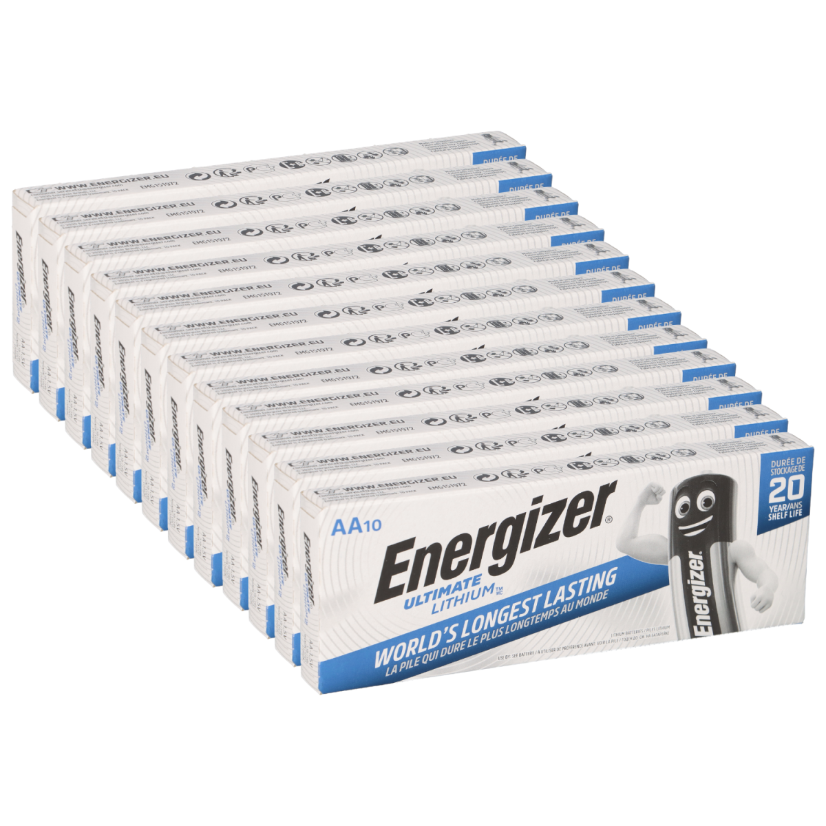 120x Energizer Ultimate Lithium AA Mignon L91 FR6 1,5V - 12x 10er Schachtel