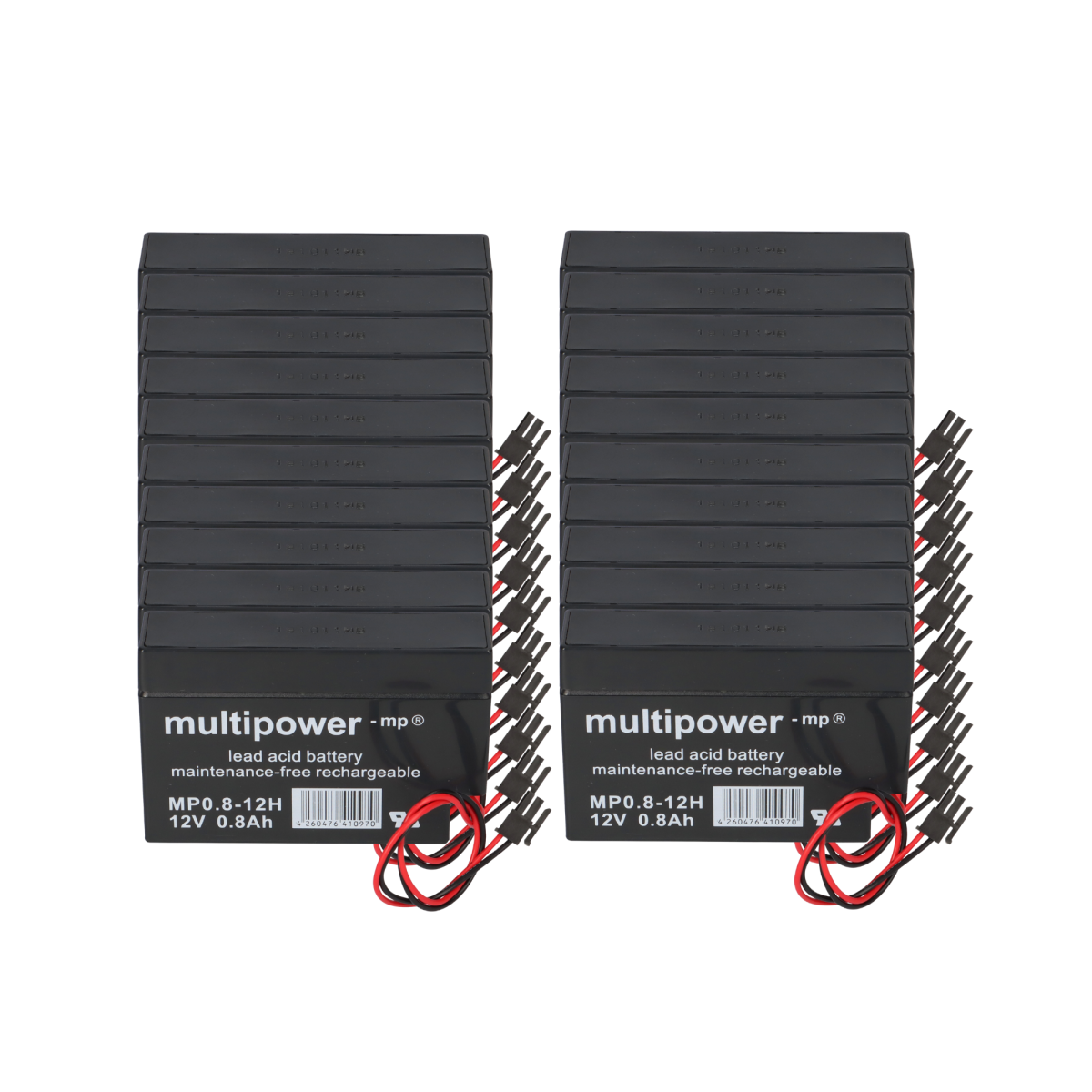 20x Multipower Blei-Akku MP0,8-12H Pb 12V 0,8Ah Heim und Haus Stecker Rollladen