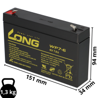 Kung Long WP7-6 AGM Akku 6V 7Ah – passend für 3-F