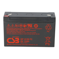 CSB GP6120 AGM Bleiakku 6V 12Ah T2 / Faston 6,3 mm 3