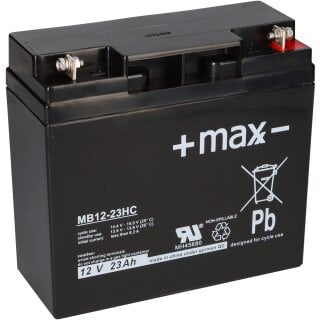 Bleiakku + maxx 12V 23Ah MB12-23HC AGM wiederaufladbar zyklenfest