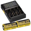 Set Nitecore D4 Ladegerät + 2x Nitecore 18350 Li-Ion...