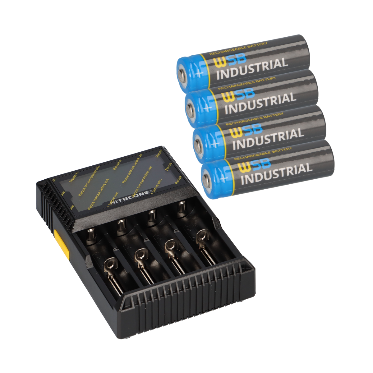 SET Nitecore D4 + 4x 14500 AA Solar Akku LiFePO4 3,2V 600mAh