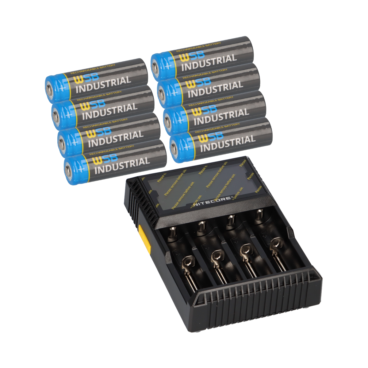 SET Nitecore D4 + 8x 14500 AA Solar Akku LiFePO4 3,2V 600mAh