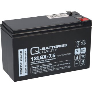 Q-Batteries 12LSX-7.5 12V 7,5Ah Blei-Vlies-Akku / AGM 10 Jahre V0 Gehäuse
