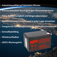 NPP Blei-Akku AGM NPD 12-12 12V 12Ah zyklenfest 3