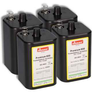 4x Nissen Premium 800 - 6V 7-9Ah Trockenbatterie - ohne Quecksilber und Cadmium