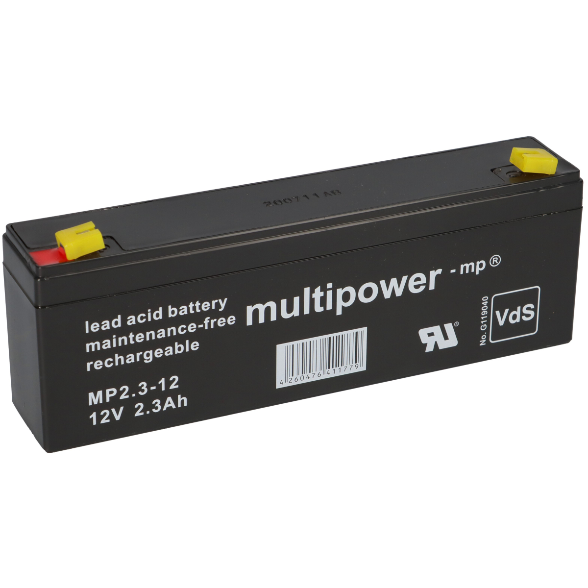 multipower MP2.2-12 – 12 V 2,3 Ah AGM Bleiakku (VRLA), VdS G107033, Faston 4,8 mm