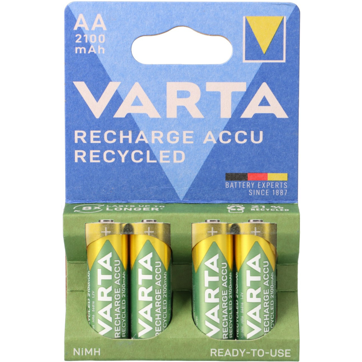 Varta Recharge AA Mignon Accu Recycled Ni-MH 1,2V 2100mAh 4er Blister