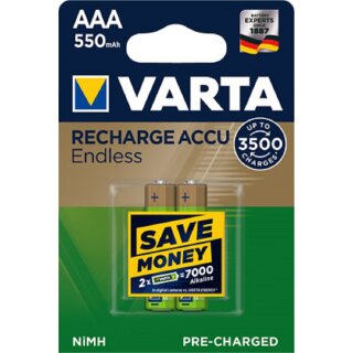Varta Recharge AAA Micro Akku Endless Ni-MH 1,2V 550mAh