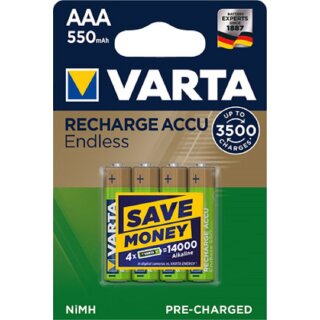 Varta Recharge AAA Micro Akku Endless Ni-MH 1,2V 550mAh