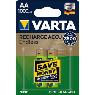 Varta Recharge AA Mignon Akku Endless Ni-MH 1,2V 1000mAh