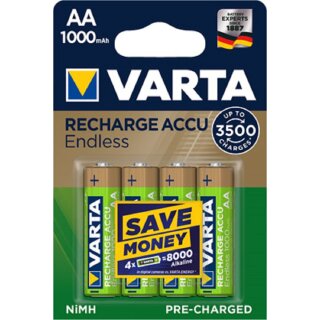 Varta Recharge AA Mignon Akku Endless Ni.MH 1,2V 1000mAh