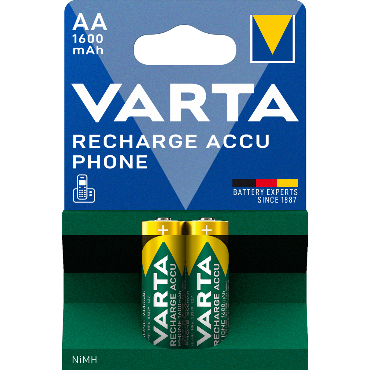 Varta Phone AA Mignon Akku VT399 Ni-MH 1,2V 1600mAh 2er Blister