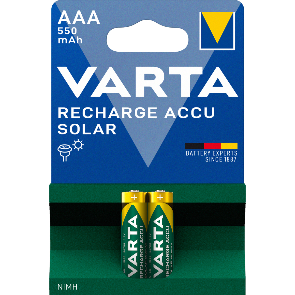 Varta Solar AAA Micro Akku Ni-MH 1,2V 550mAh 2er Blister