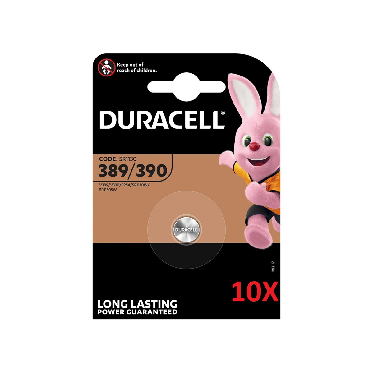 10x Duracell Uhrenbatterie D389 390 1,55V 80mAh AgO Blister