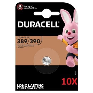 10x Duracell Uhrenbatterie D389 390 1,55V 80mAh AgO Blister