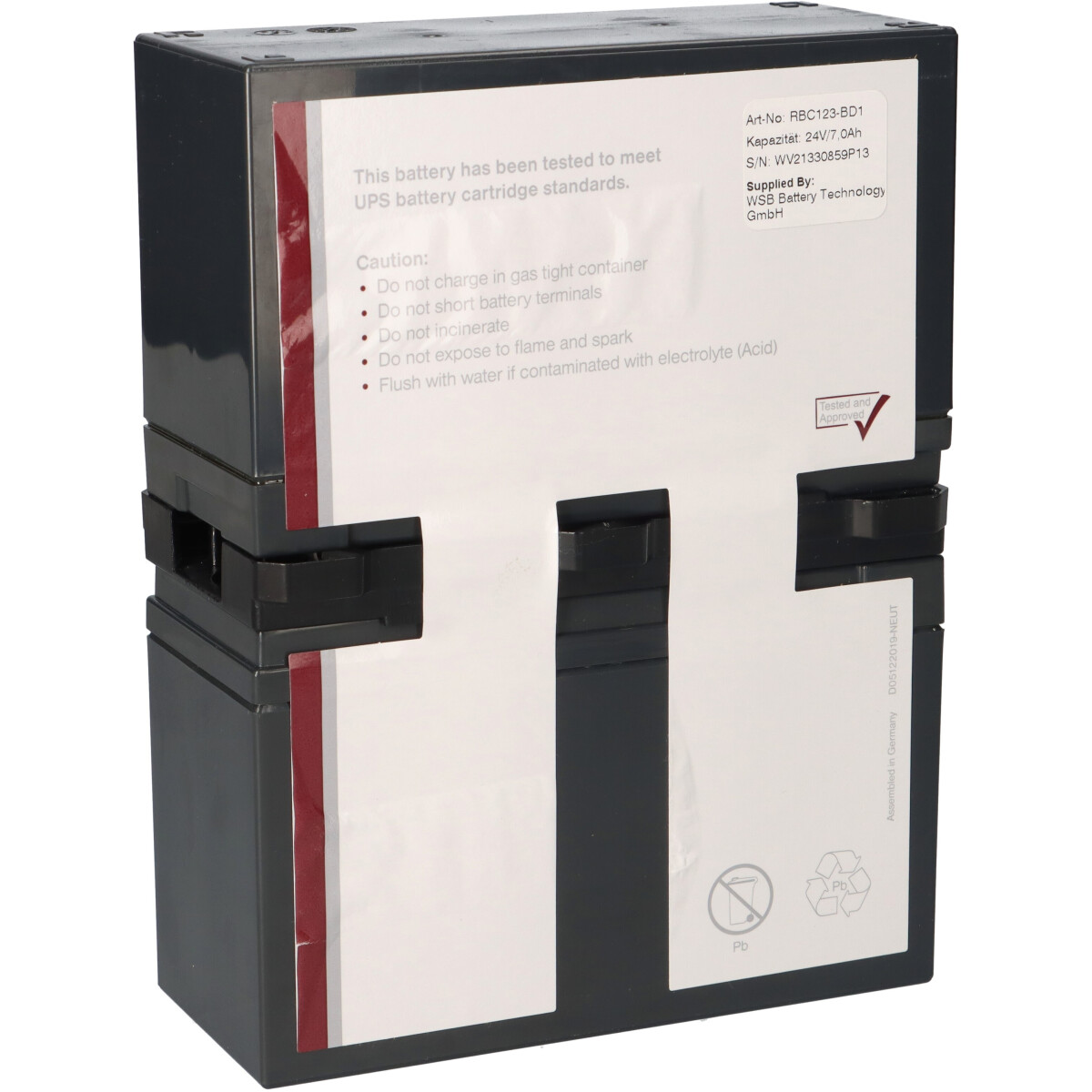 APC RBC123 Ersatzakku - SMT750RMI2U / BR900GI - 24V 7Ah Plug & Play