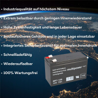 Hochleistungs- Blei-Akku MP7-12B Pb 12V 7Ah VdS Faston 6,3 m