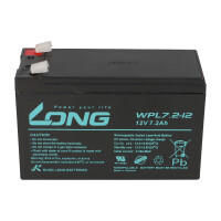 Kung Long WPL7.2-12-M-F2 12V 7,2Ah AGM Bleiakku F2 6,3mm Lon