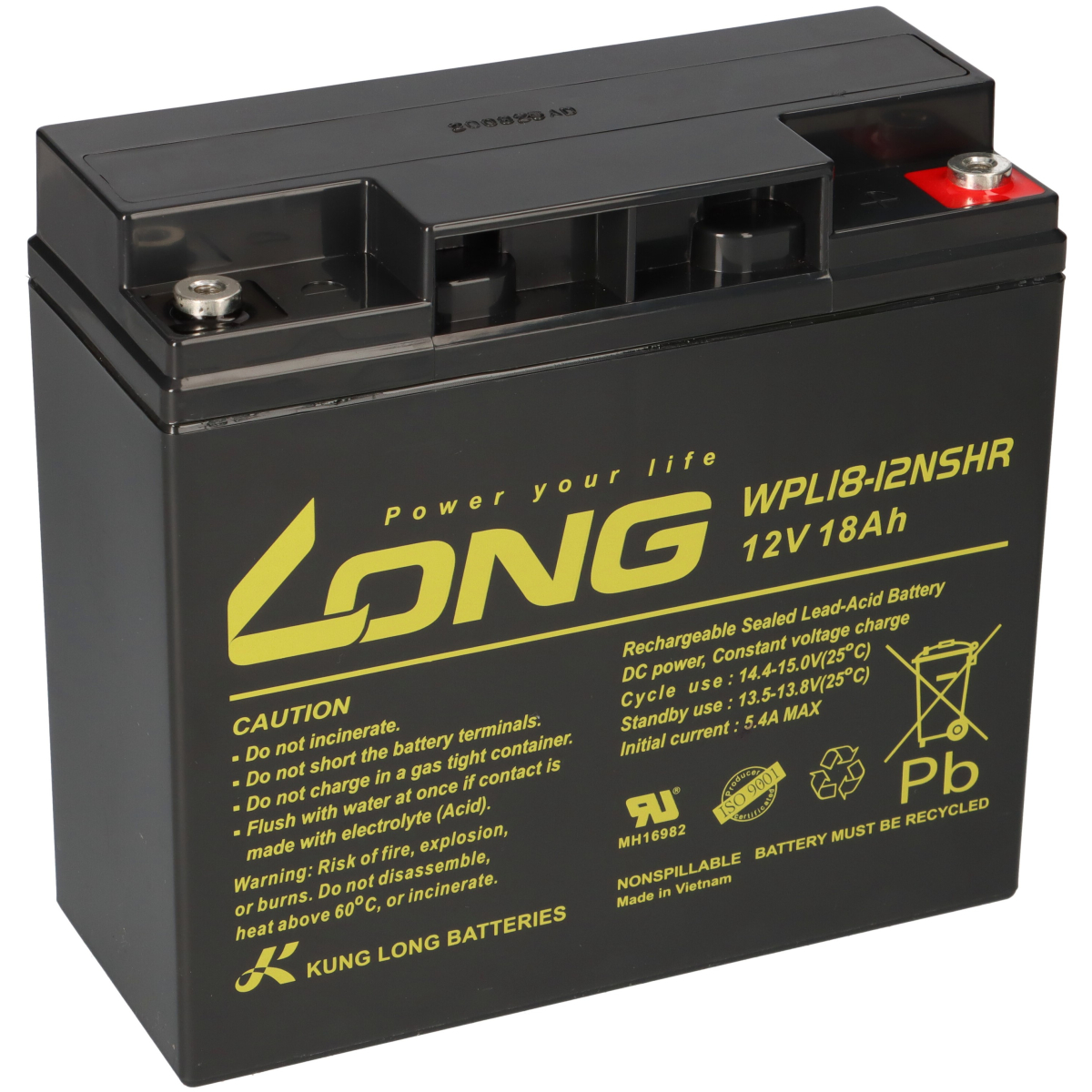 Kung Long Bleiakku 12V 18Ah WPL18-12NSHR longlife 10 Jahre