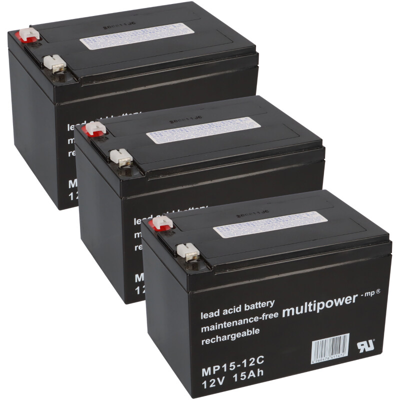 3x 12V 15Ah AKKU BATTERIE für Tante Paula Roller E-Scooter 36V 