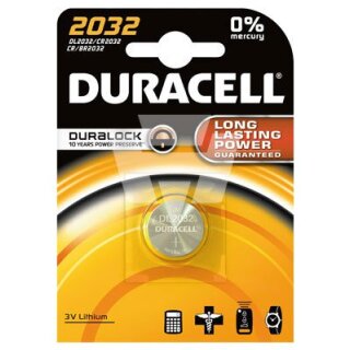 Duracell Lithium-Knopfzelle CR2032 Lithium 3V / 180mAh 1er Blister