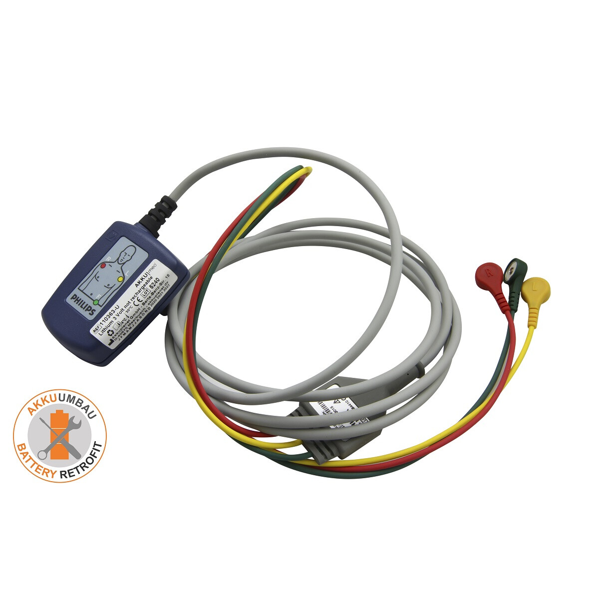 Lithium Batterie + Einbau passend für Laerdal/Philips EKG Überwachungskabel – 3 V