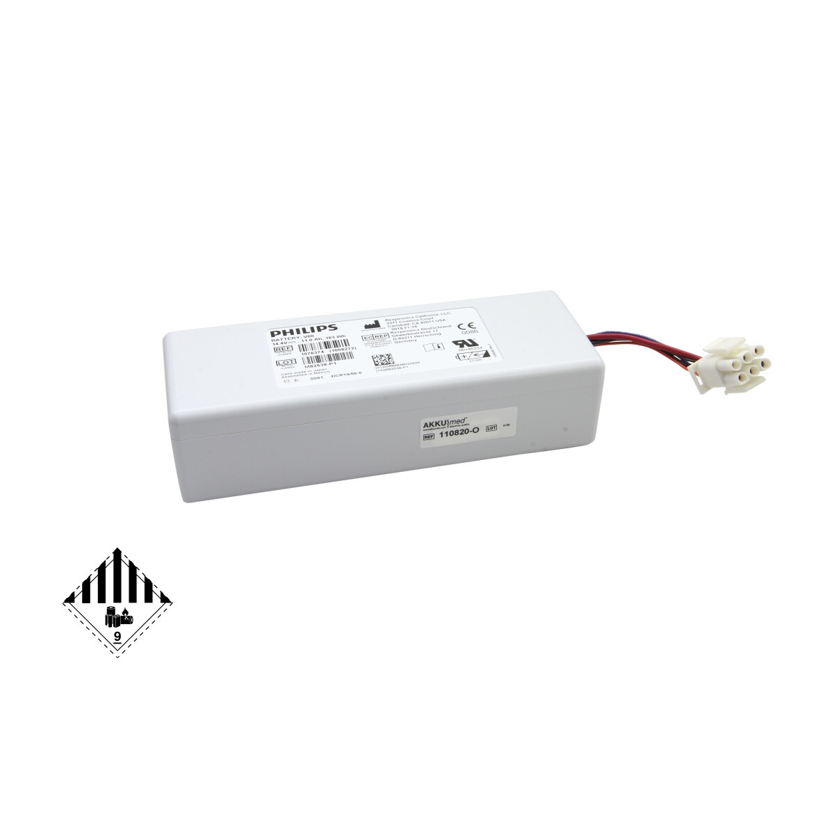 Original Li-Ion Akku Philips Beatmungsgerät Respironics V60 Typ 1076374 – 14,4 V 11 Ah