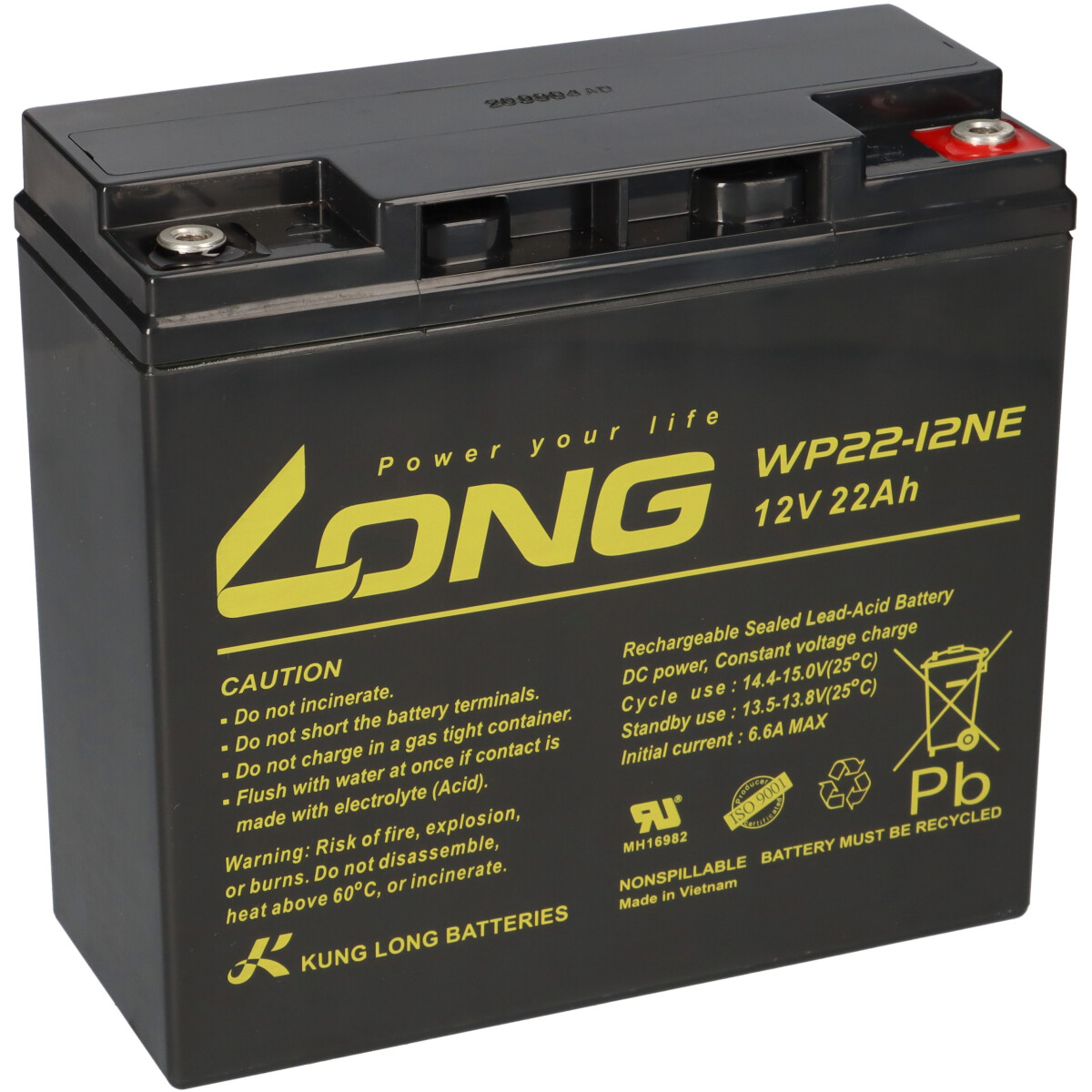 Kung Long WP22-12NE AGM Akku 12V 22Ah – passend für 6FM18/6FM20, Reha & Caravan
