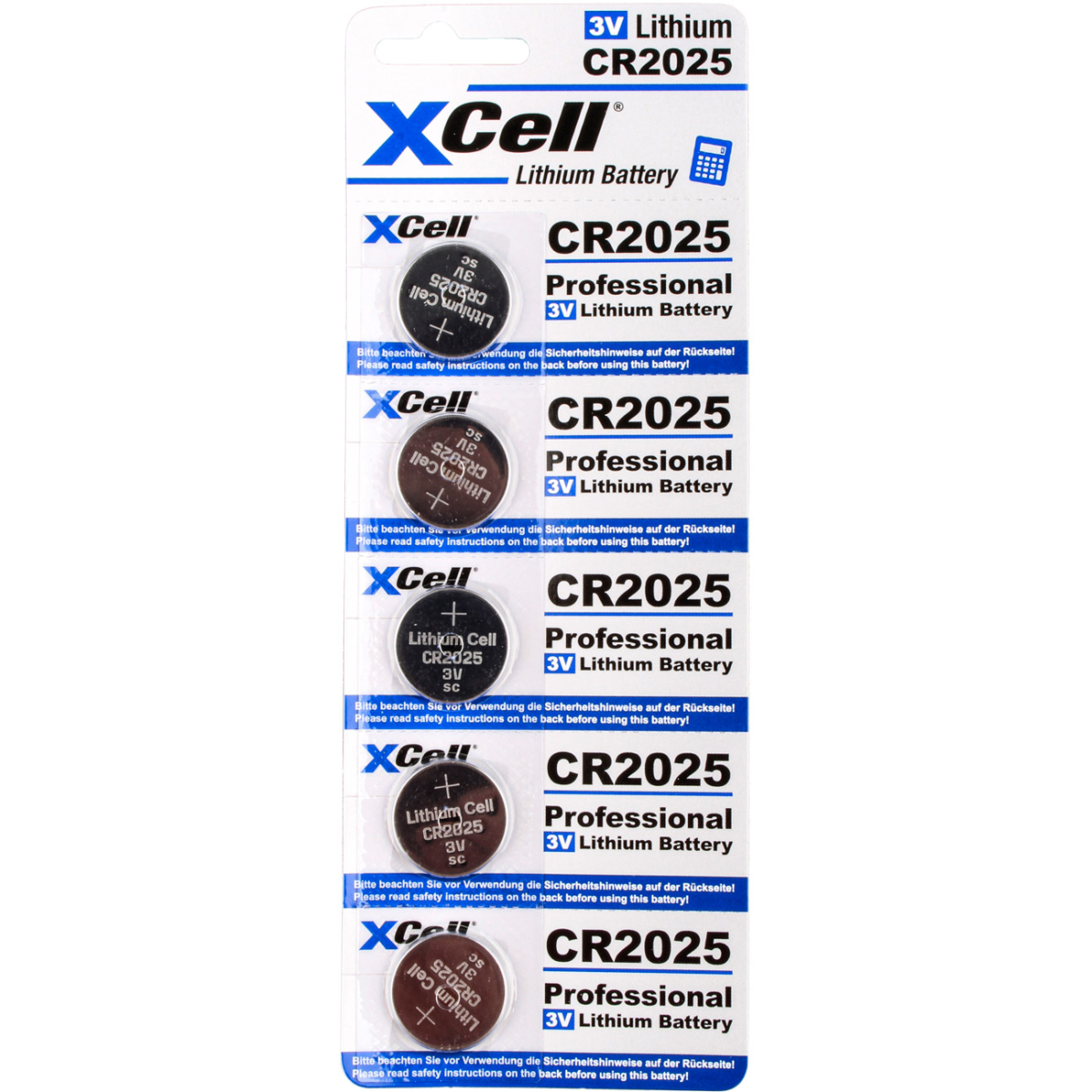 5er Sparset XCell CR2025 Lithium-Knopfzelle 3V / 170mAh