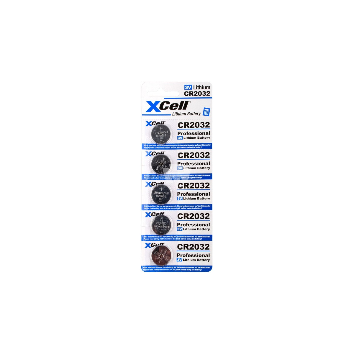 5er Sparset XCell CR2032 Lithium-Knopfzelle 3V / 220mAh
