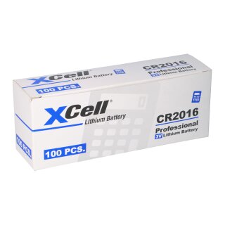 100x CR2016 Lithium-Knopfzelle 3V / 90mAh (20x 5er Pack)