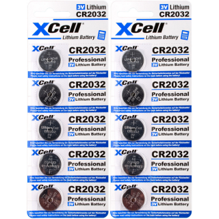 10er Spar-Set XCell CR2032 Lithium-Knopfzelle 3V / 220mAh (2x5er Pack)