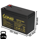 Bleiakku kompatibel EXA7-12FR 12V 7,2 Ah F2 lead battery