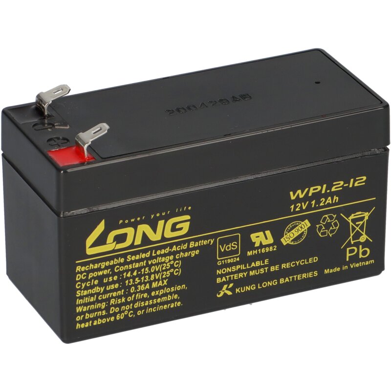Bleiakku 12V 1,2Ah kompatibel Alarmanlage Jung AGM VdS
