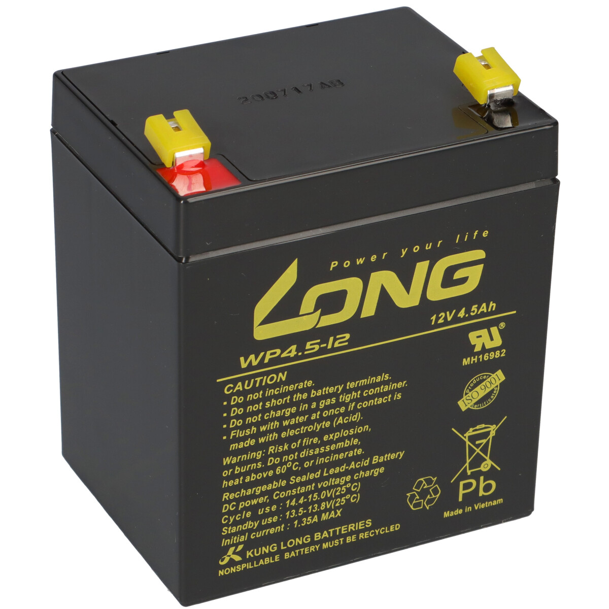Kung Long WP4.5-12 AGM Akku 12V 4,5Ah – passend für PS4.5-12 PS5-12 | VdS-Ausführung