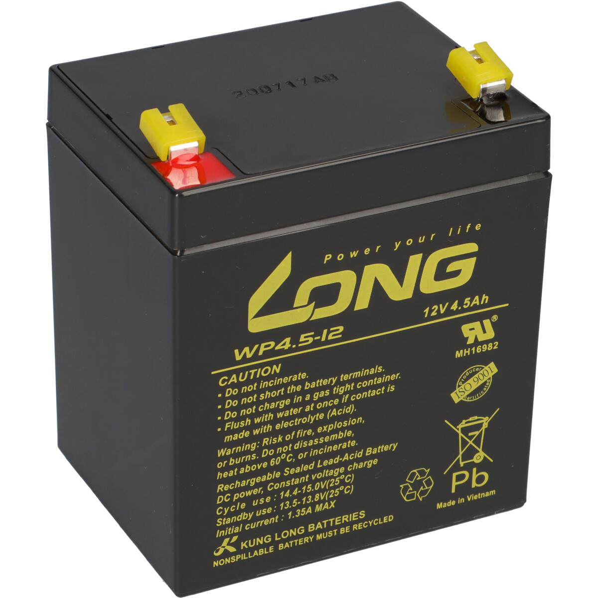 Kung Long WP4.5-12 AGM Akku 12V 4,5Ah – passend für EBC12-4.5 | VdS-Ausführung