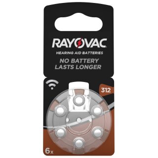 Rayovac Hörgerätebatterie HA312 Hearing Aid, Acoustic 6er Rad, quecksilberfrei