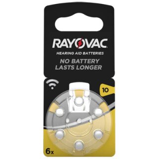 Rayovac Hörgerätebatterie HA10 Hearing Aid, Acoustic 6er Rad, quecksilberfrei