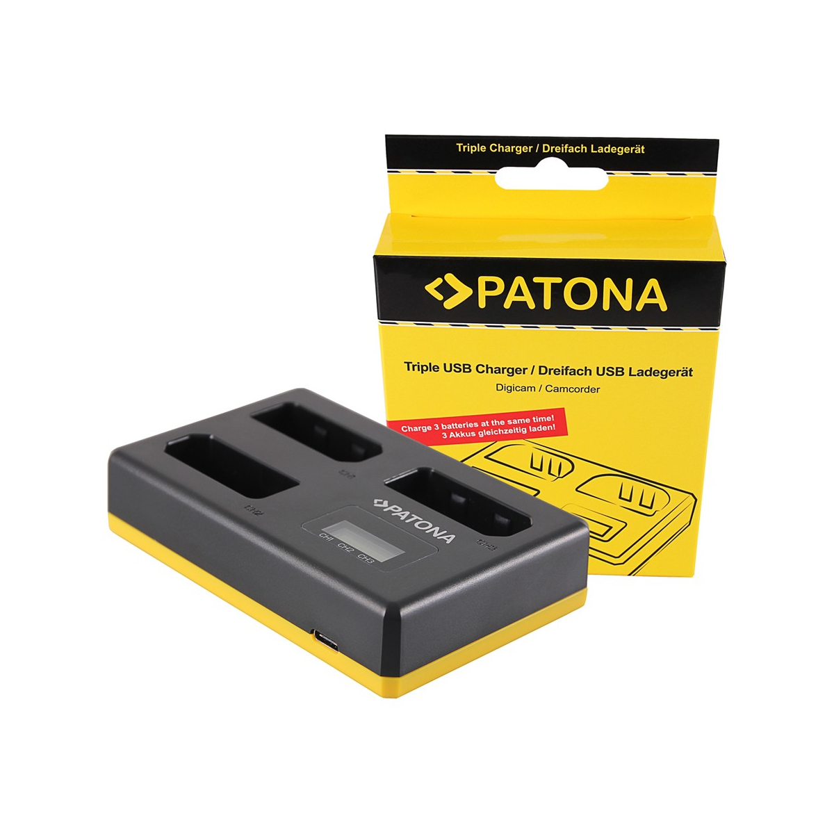 USB Triple Ladegerät f. Nikon EN-EL14 1D3100 D3200 D5100 D5200 P7000 P7700 P7800 inkl. USB Ty